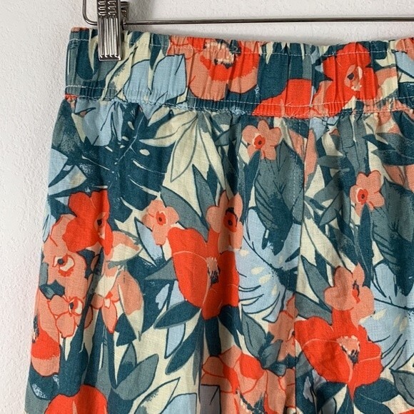 C&C California 100% Linen Tropical Floral Cropped Wide Leg Pull On Pants Sz S - Picture 6 of 9